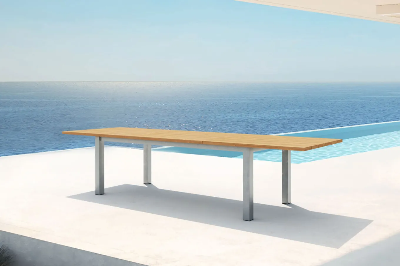 Discount Ausziehtisch, Teakholz/Edelstahl, Plattenstärke 25 mm, 220/340 x 100 cm, FSC®-zertifiziertes Produkt Gartentische