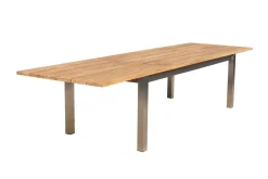 Discount Ausziehtisch, Teakholz/Edelstahl, Plattenstärke 25 mm, 220/340 x 100 cm, FSC®-zertifiziertes Produkt Gartentische