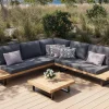 Best Bahamas Ecklounge für 5-6 Personen, anthrazit, Aluminium/Akazie, Kaffeetisch 77 x 77 cm, FSC®-zertifiziertes Produkt Gartenlounge|Aluminium-Gartenmöbel