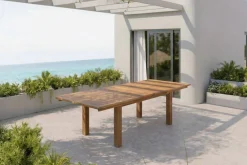 Outlet Bali Garten-Essgruppe mit 6 Dining Sesseln, schwarz/weiß/natur, Akazie/Polyrattan, 180/220/260 x 100 cm, FSC®-zertifiziertes Produkt Garten-Essgruppen