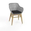 Hot Bali Garten-Essgruppe mit 4 Dining Sesseln, schwarz/weiß/natur, Akazie/Polyrattan, 150/200 x 90 cm, FSC®-zertifiziertes Produkt Garten-Essgruppen