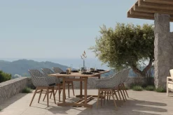 Discount Bali Garten-Essgruppe mit 6 Dining Sesseln, schwarz/weiß/natur, Akazie/Polyrattan, 150/200 x 90 cm, FSC®-zertifiziertes Produkt Garten-Essgruppen