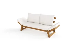 Online Bali Lounge/Liege, creme/natur, Akazie/Polyester, geölt, 198 x 68 x 78 cm, verstellbar, inkl. Kissen, FSC®-zertifiziertes Produkt Akazien-Gartenmöbel|Gartenliegen