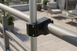 Best Balkon-Schirmhalter, schwarz, pulverbeschichtetes Aluminium, verstellbar Ø 19–50 mm, einfache Montage Sonnenschutz Zubehör|Sonnenschirme