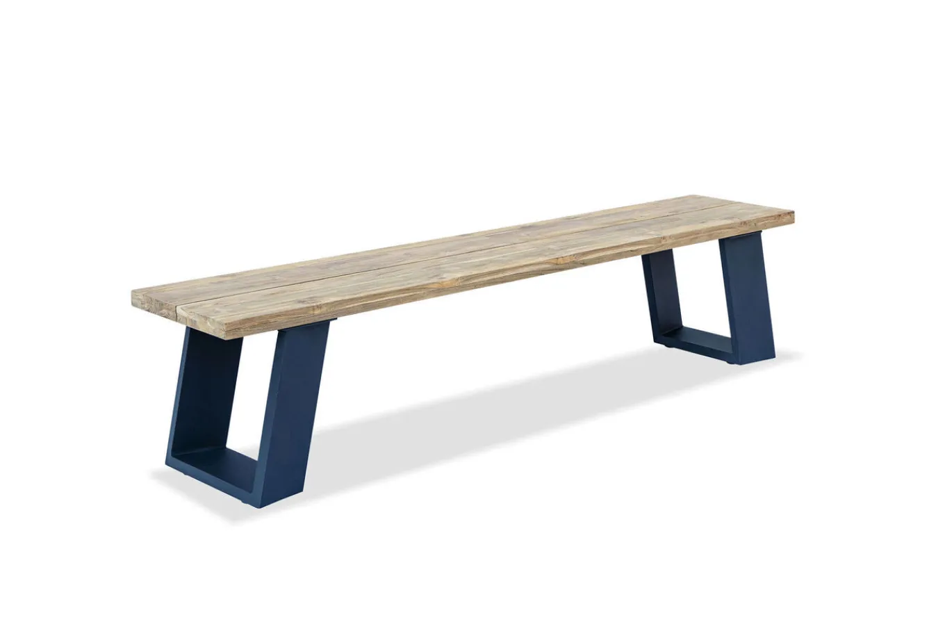 Outlet Bank, dark grey/natur, Alu/recyceltes Teak, 240x100x45cm, mit Baumkante, FSC®-zertifiziertes Produkt Gartenbänke & Gartensofas