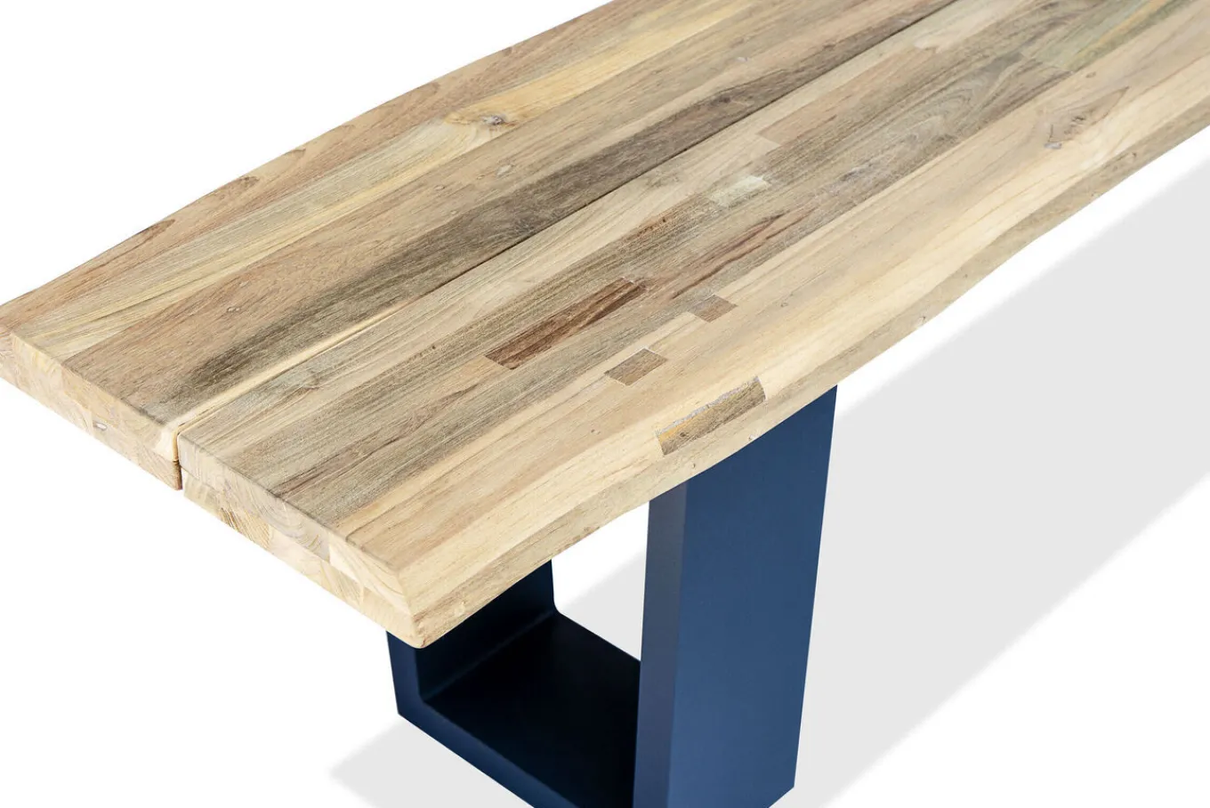 Outlet Bank, dark grey/natur, Alu/recyceltes Teak, 240x100x45cm, mit Baumkante, FSC®-zertifiziertes Produkt Gartenbänke & Gartensofas