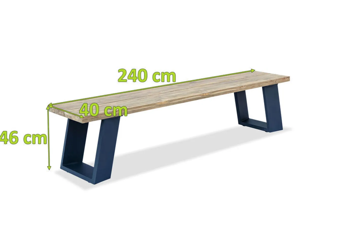 Outlet Bank, dark grey/natur, Alu/recyceltes Teak, 240x100x45cm, mit Baumkante, FSC®-zertifiziertes Produkt Gartenbänke & Gartensofas