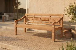 Outlet Bank, natur, recycled Teak, 180x70x85cm, aufwändig gestaltet, mit Armlehnen Gartenbänke & Gartensofas