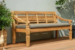Outlet Bank, natur, recycled Teak, 180x70x85cm, aufwändig gestaltet, mit Armlehnen Gartenbänke & Gartensofas