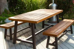 Bank, natur/schwarz, Akazie, 160 x 36,5 x 45 cm, FSC®-zertifiziertes Produkt Akazien-Gartenmöbel|Gartenbänke & Gartensofas