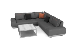 Clearance Beau Gartenlounge für 5-6 Personen, grau, Aluminium/Polyester, inkl. Kaffeetisch Gartenlounge|Aluminium-Gartenmöbel