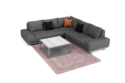 Outlet Beau Gartenlounge mit Outdoor-Teppich, grau/andorra-weiß, Alu/Polyester/PET-Garn, Teppich rechteckig 240 x 160 cm, inkl. Kaffeetisch Gartenlounge