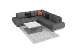 Outlet Beau Gartenlounge mit Outdoor-Teppich, grau/aluminium-weiß, Aluminium/Polyester/PET-Garn, Teppich rechteckig 240 x 160 cm, inkl. Kaffeetisch Gartenlounge