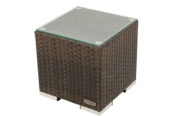 Beistelltisch, braun marmoriert, Polyrattan, 40x40x40 cm, inkl. Glasplatte Gartentische|Gartenlounge