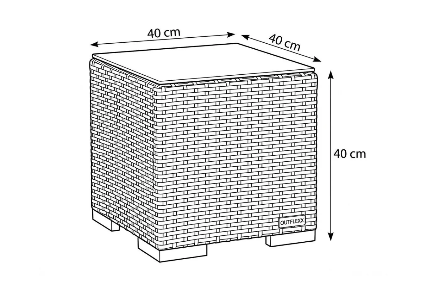 Beistelltisch, braun marmoriert, Polyrattan, 40x40x40 cm, inkl. Glasplatte Gartentische|Gartenlounge