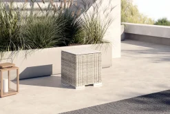 New Beistelltisch, desert-beige, Polyrattan/Aluminium, 40 x 40 x 41 cm, robust, mit Fußkappen, montierte Anlieferung Gartentische|Aluminium-Gartenmöbel