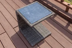 Outlet Beistelltisch, grau, Polyrattan, 45 x 45 x 50 cm, Tischplatte Spraystone, innenliegend Gartentische|Polyrattan-Gartenmöbel