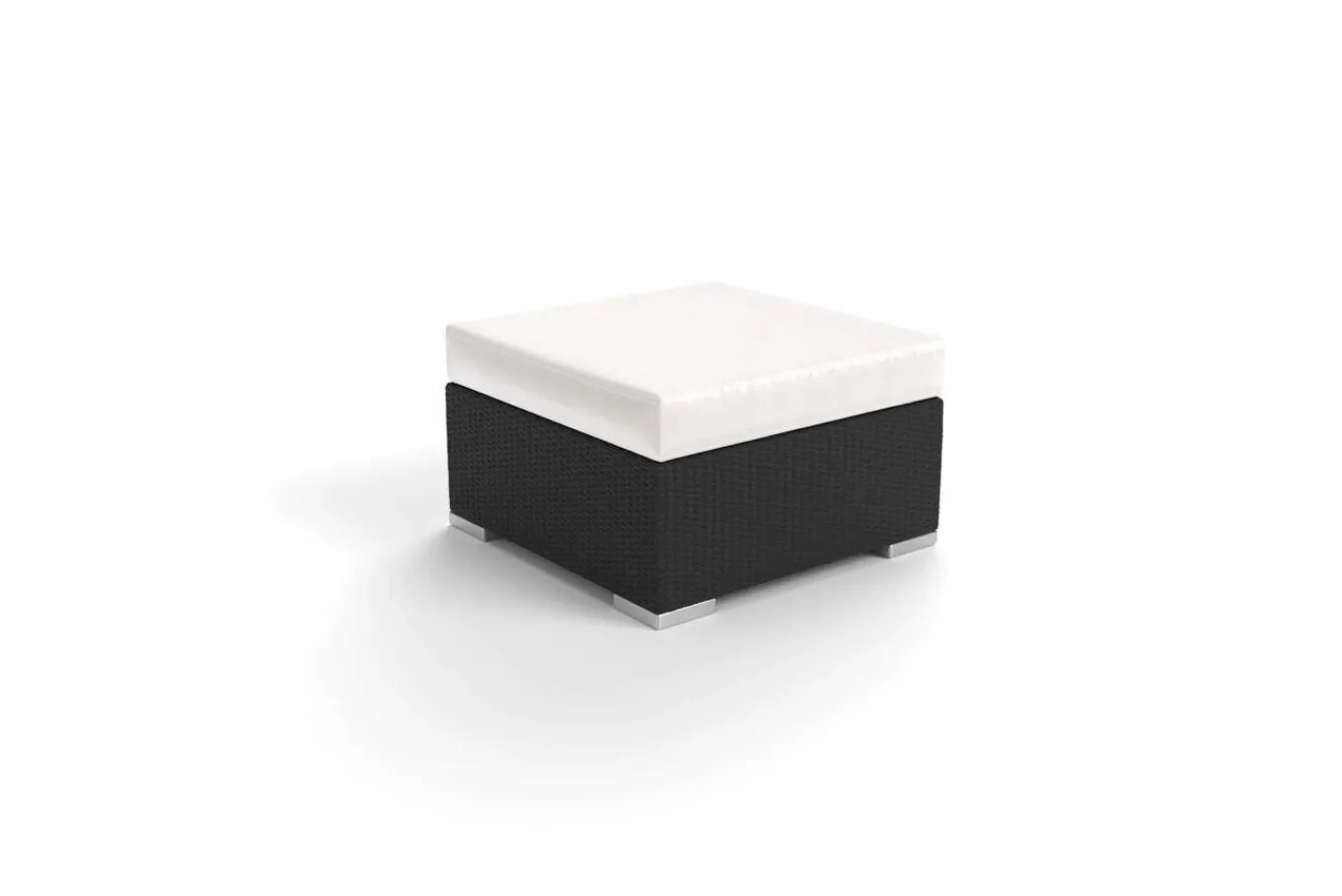 Sale Beistelltisch/Hocker, creme/weiß, schwarz, Polyrattan, inkl. Glasplatte und Polster Polyrattan-Gartenmöbel|Gartenlounge