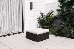 Sale Beistelltisch/Hocker, creme/weiß, schwarz, Polyrattan, inkl. Glasplatte und Polster Polyrattan-Gartenmöbel|Gartenlounge