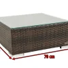 Sale Beistelltisch/Hocker, braun marmoriert, Polyrattan, 70x70x30cm, inkl. Glasplatte und Polster Polyrattan-Gartenmöbel|Gartenlounge