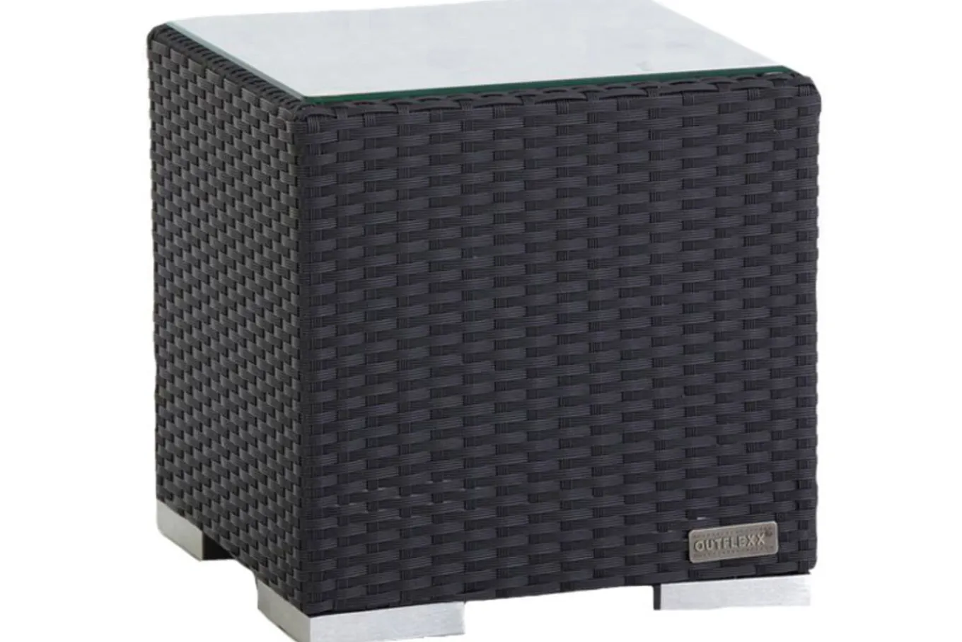 Sale Beistelltisch, schwarz, Polyrattan, 40x40x40 cm, inkl. Glasplatte Gartentische|Gartenlounge