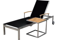 Discount Beistelltisch, silber/natur, Edelstahl/Teakholz, 45x45cm, Tischplattenstärke 1,2cm, FSC®-zertifiziertes Produkt Gartentische