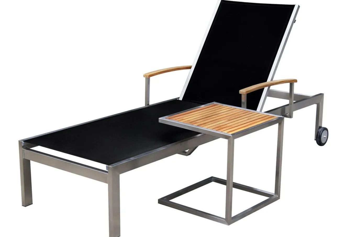 Discount Beistelltisch, silber/natur, Edelstahl/Teakholz, 45x45cm, Tischplattenstärke 1,2cm, FSC®-zertifiziertes Produkt Gartentische