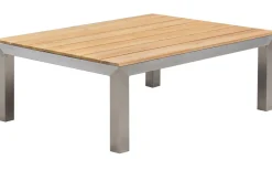 Online Beistelltisch, silber/natur, Edelstahl/Teakholz, 90 x 70 x 33 cm, FSC®-zertifiziertes Produkt Gartentische