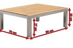 Online Beistelltisch, silber/natur, Edelstahl/Teakholz, 90 x 70 x 33 cm, FSC®-zertifiziertes Produkt Gartentische