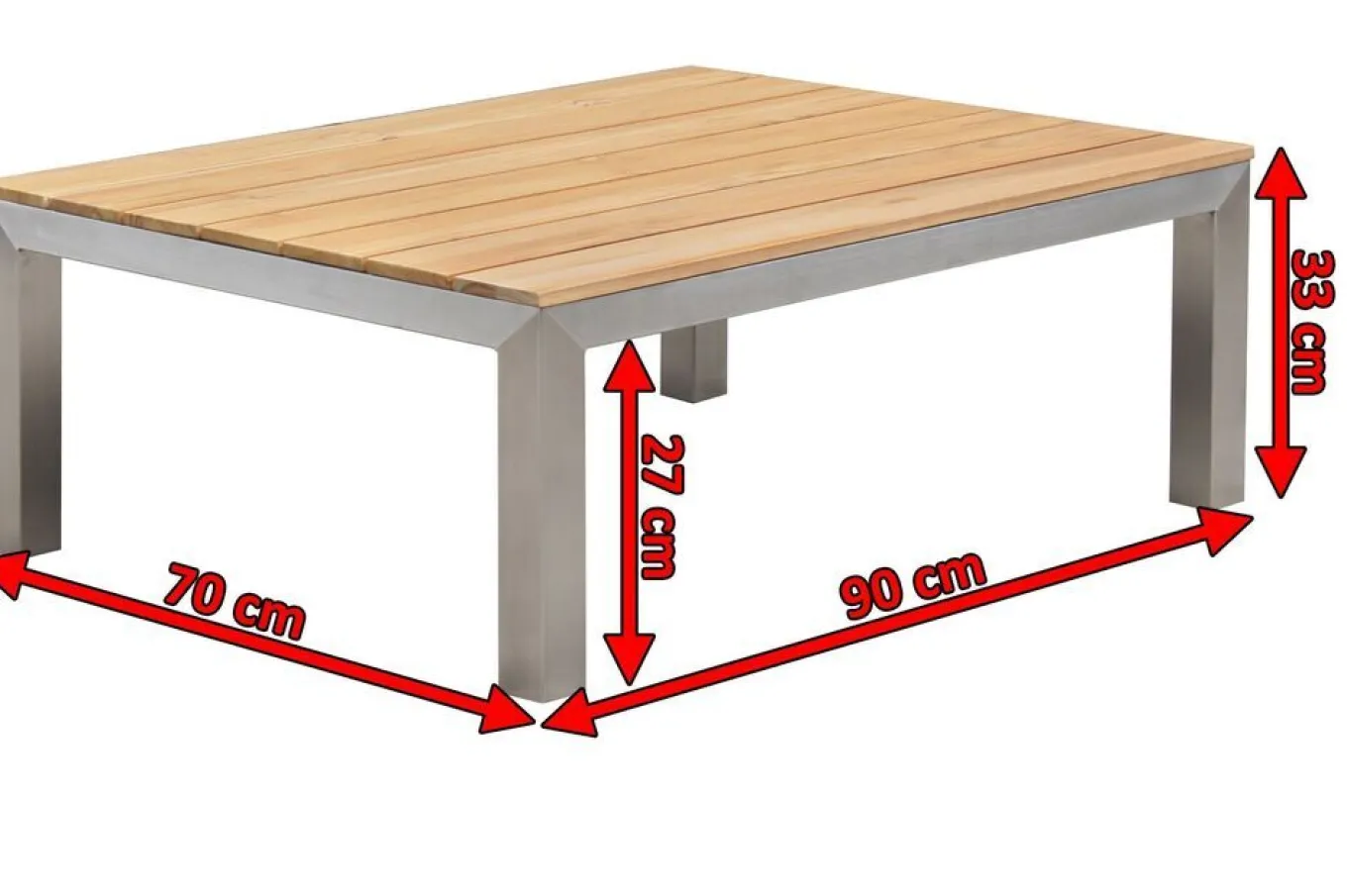 Online Beistelltisch, silber/natur, Edelstahl/Teakholz, 90 x 70 x 33 cm, FSC®-zertifiziertes Produkt Gartentische