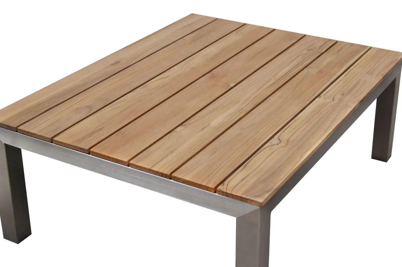 Online Beistelltisch, silber/natur, Edelstahl/Teakholz, 90 x 70 x 33 cm, FSC®-zertifiziertes Produkt Gartentische