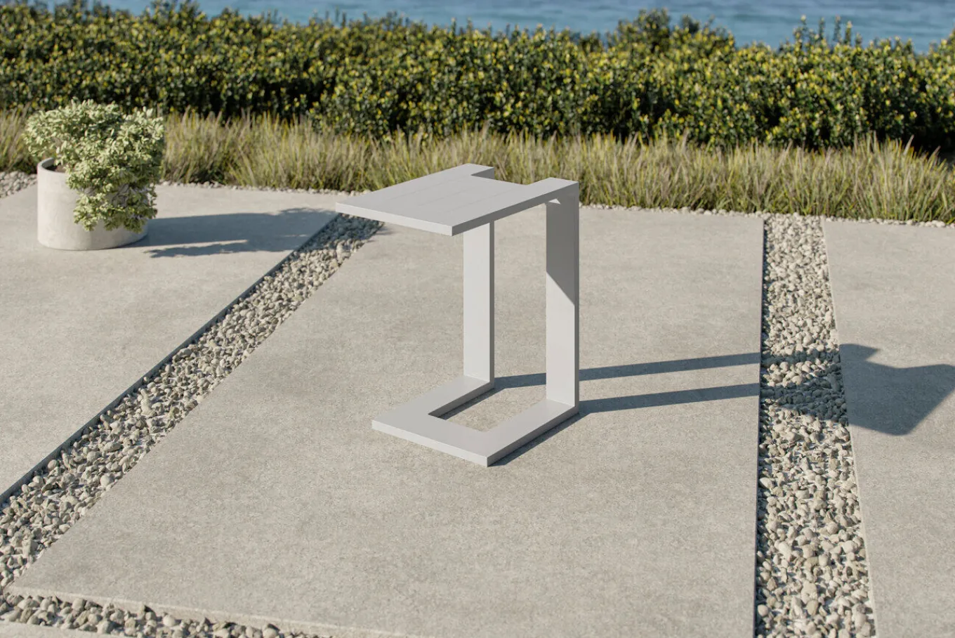 Sale Beistelltisch U-Förmig, weiß, Aluminium, 50 x 30 cm,belastbar, korrosionsbeständig Gartentische|Aluminium-Gartenmöbel