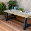 Sale Belanda Esstisch, dark grey/natur, Alu/recyceltes Teak, 200x100x76cm, rustikal gebürstet, A-Gestell, FSC®-zertifiziertes Produkt Gartentische