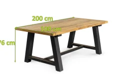 Sale Belanda Esstisch, dark grey/natur, Alu/recyceltes Teak, 200x100x76cm, rustikal gebürstet, A-Gestell, FSC®-zertifiziertes Produkt Gartentische