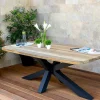 Outlet Belgium Esstisch, dark grey/natur, Alu/recyceltes Teak, 220x100x78cm, rustikal gebürstet, Kreuz-Gestell, FSC®-zertifiziertes Produkt Gartentische