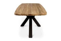 Outlet Belgium Esstisch, dark grey/natur, Alu/recyceltes Teak, 220x100x78cm, rustikal gebürstet, Kreuz-Gestell, FSC®-zertifiziertes Produkt Gartentische