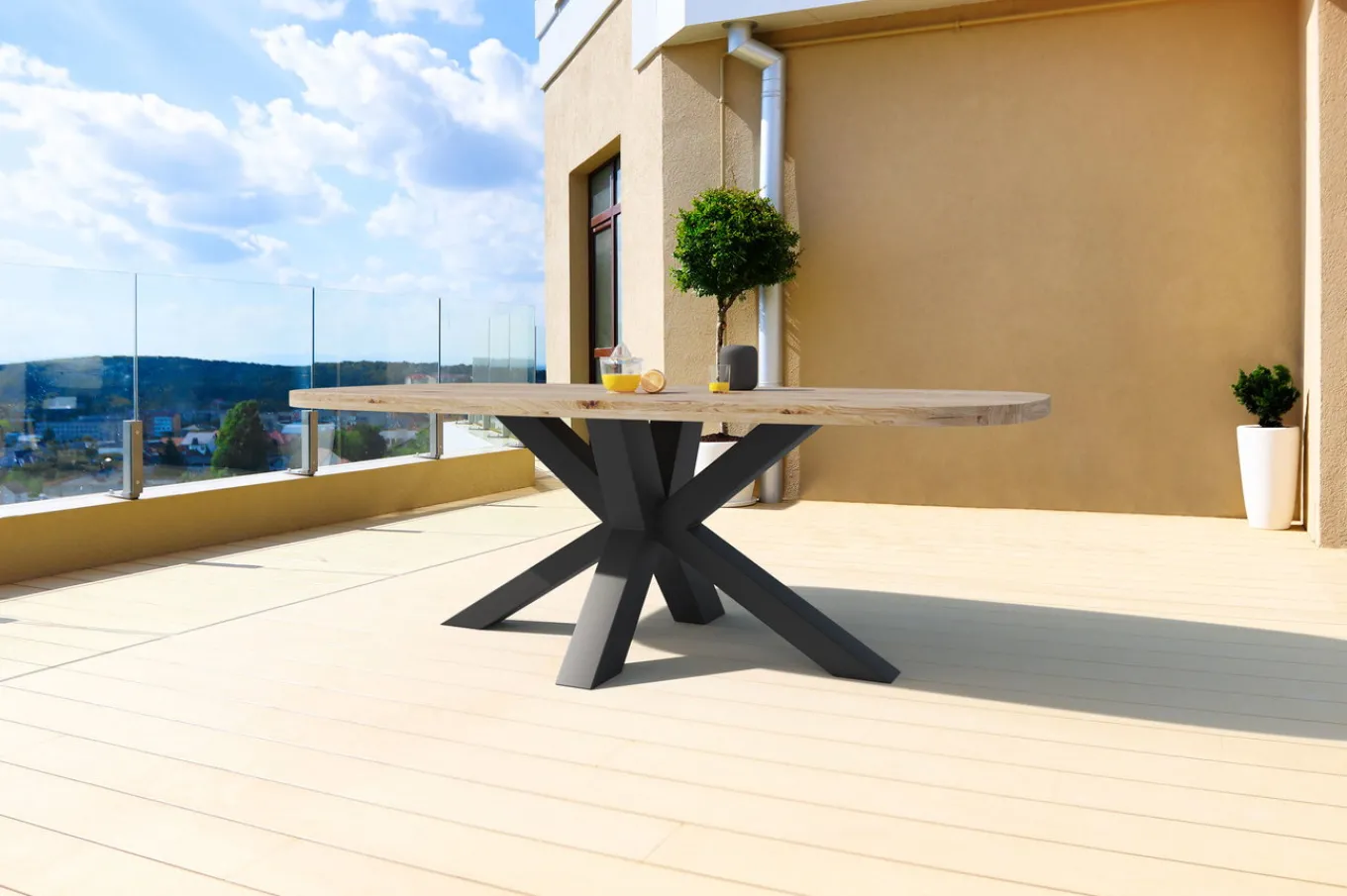 Sale Belgium Garten-Essgruppe, natur/dunkelgrau, Alu/recyceltes Teak, Tisch 220 x 100 cm, 6 Stühle, Kissen Inklusive, FSC®-zertifiziertes Produkt Rope-Gartenmöbel|Garten-Essgruppen