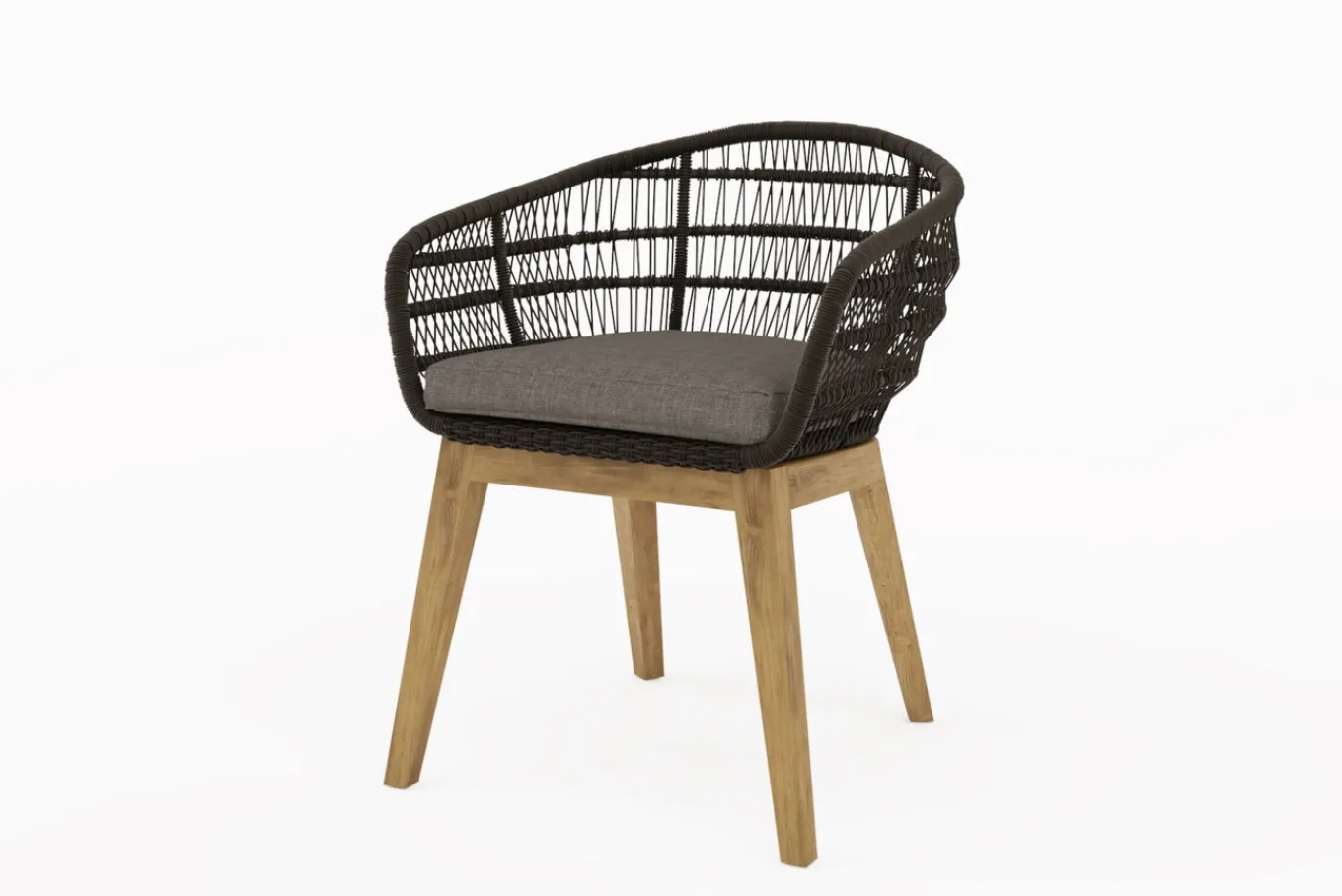 Sale Belgium Garten-Essgruppe, natur/dunkelgrau, Alu/recyceltes Teak, Tisch 220 x 100 cm, 6 Stühle, Kissen Inklusive, FSC®-zertifiziertes Produkt Rope-Gartenmöbel|Garten-Essgruppen