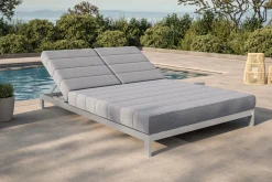 Online Bite Gartenliege, hellgrau/weiß, Alu/Polyester, 210 x 144 cm, hohe Belastbarkeit Gartenliegen|Aluminium-Gartenmöbel