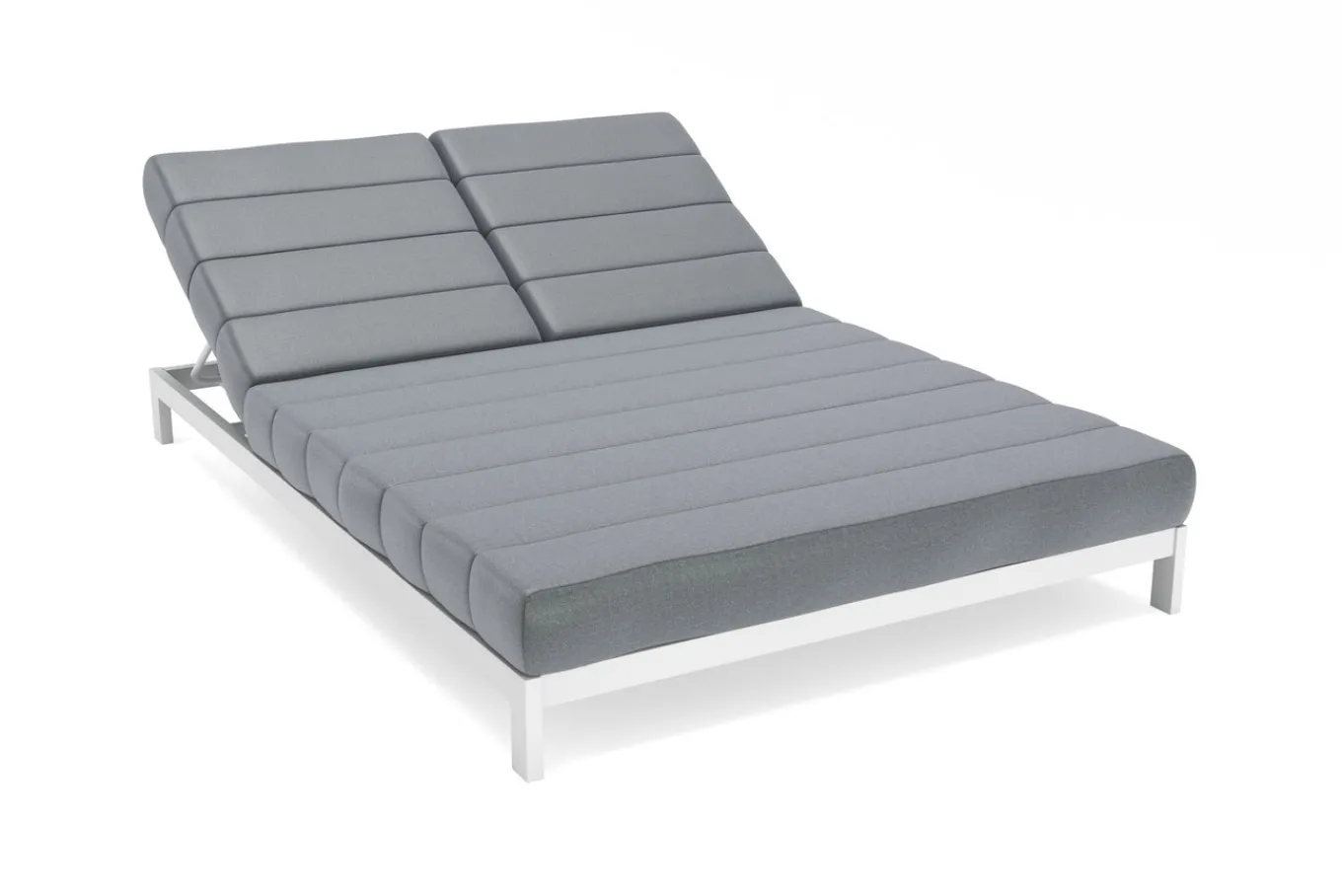 Online Bite Gartenliege, hellgrau/weiß, Alu/Polyester, 210 x 144 cm, hohe Belastbarkeit Gartenliegen|Aluminium-Gartenmöbel