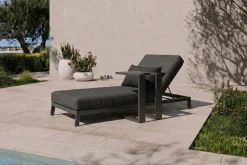 Hot Bite Gartenliegen-Set, anthrazit/grau, Aluminium/Polyester, 205 x 90 cm, schnelltrocknend, rostfreies Material, Kissen inklusive Gartenliegen