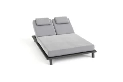 New Blain Garten-Doppelliege, hellgrau, Alu/Polyester, 210 x 144 cm, Rückenlehne verstellbar Gartenliegen|Aluminium-Gartenmöbel