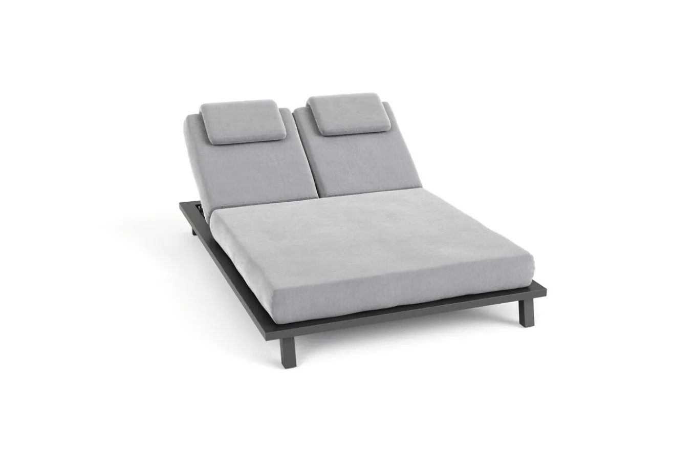 New Blain Garten-Doppelliege, hellgrau, Alu/Polyester, 210 x 144 cm, Rückenlehne verstellbar Gartenliegen|Aluminium-Gartenmöbel