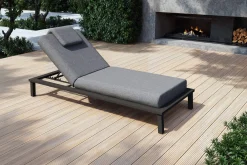 Discount Blain Gartenliege, dunkelgrau, Alu/Polyester, 210 x 90 cm, schnelltrocknend, wasserabweisend Gartenliegen|Aluminium-Gartenmöbel