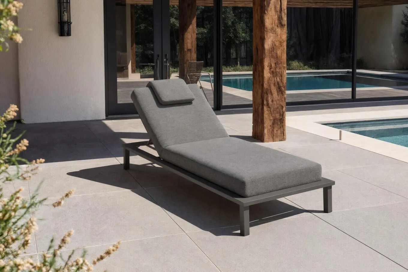 Discount Blain Gartenliege, dunkelgrau, Alu/Polyester, 210 x 90 cm, schnelltrocknend, wasserabweisend Gartenliegen|Aluminium-Gartenmöbel