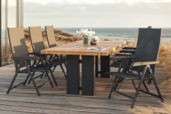 New Bob Esstisch, natur/anthrazit, Alu/recycled Teak, 220 x 100 cm, rustikal gebürstet Gartentische