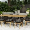 Bob Garten-Essgruppe, anthrazit/natur, Alu/recycled Teak/Rope, 220 x 100 cm, 8 x Sessel, FSC®-zertifiziertes Produkt Garten-Essgruppen
