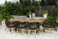 Bob Garten-Essgruppe, anthrazit/natur, Alu/recycled Teak/Rope, 220 x 100 cm, 8 x Sessel, FSC®-zertifiziertes Produkt Garten-Essgruppen
