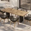 Sale Bob Garten-Essgruppe, anthrazit/natur, Alu/recycled Teak/Rope, 220 x 100 cm, 6 x Sessel, FSC®-zertifiziertes Produkt Stahl-Gartenmöbel|Garten-Essgruppen