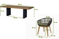 Sale Bob Garten-Essgruppe, anthrazit/natur, Alu/recycled Teak/Rope, 220 x 100 cm, 6 x Sessel, FSC®-zertifiziertes Produkt Stahl-Gartenmöbel|Garten-Essgruppen